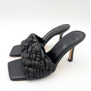 Marc Fisher LTD Draya Braided Heeled Sandal Women's Black Size US6.5M EU37